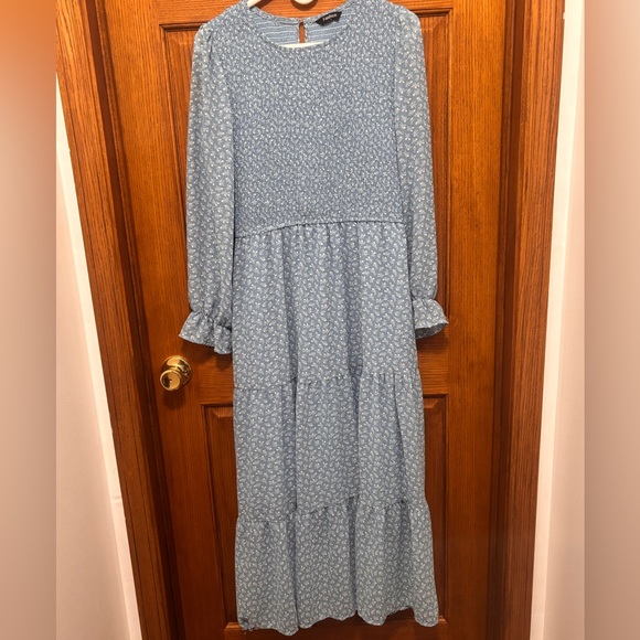 Fashion to Figure Dresses & Skirts - Fashion Light Blue Floral Tiered Maxi Dress